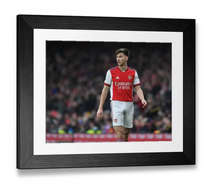 Framed Print : Arsenal's Kieran Tierney in Action: Arsenal vs. Burnley, Premier League 2021-22