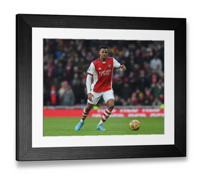Framed Print : Gabriel Magalhaes in Action: Arsenal vs Burnley, Premier League 2021-22