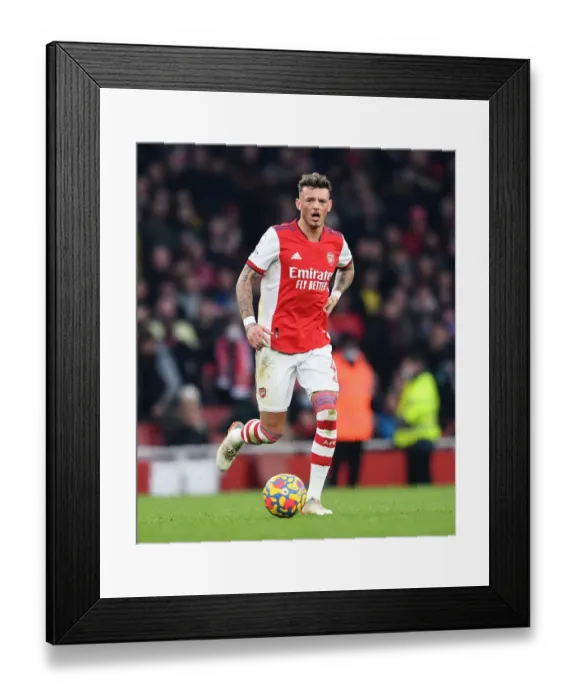 Framed Print : Arsenal's Ben White in Action: Arsenal vs. Burnley, Premier League 2021-22