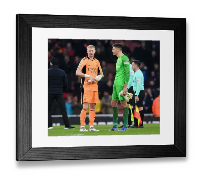 Framed Print : Sportsmanship on the Pitch: Ramsdale and Pope's Heartwarming Moment After Arsenal vs. Burnley Framed Print : Sportsmanship on the Pitch: Ramsdale and Pope's Heartwarming Moment After Arsenal vs. Burnley