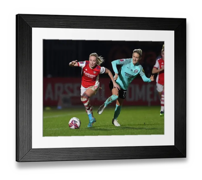 Framed Print : Arsenal's Beth Mead Goes Head-to-Head with Brighton's Kullberg in FA WSL Clash at Meadow Park Framed Print : Arsenal's Beth Mead Goes Head-to-Head with Brighton's Kullberg in FA WSL Clash at Meadow Park