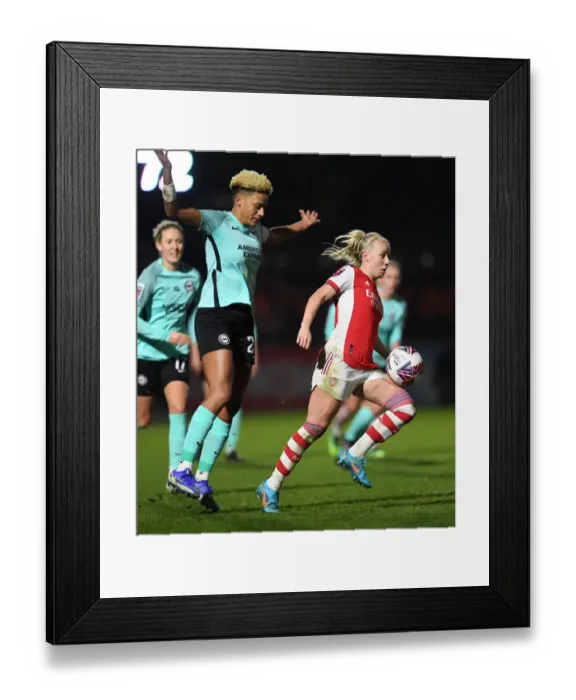 Framed Print : Arsenal's Beth Mead Faces Off Against Brighton's Victoria Williams in FA WSL Showdown