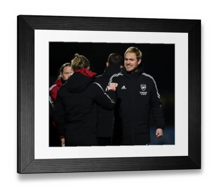 Framed Print : Arsenal Women's Boss Jonas Eidevall Reacts After FA WSL Match Against Brighton Hove Albion