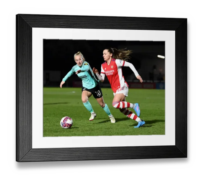 Framed Print : Intense Rivalry: Noelle Maritz vs. Inessa Kaagman Battle at Arsenal Women vs Brighton Hove Albion FA WSL Clash