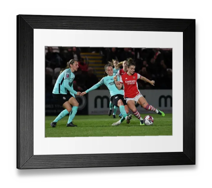 Framed Print : Intense Shooting Duel: Arsenal Women vs Brighton Hove Albion Women in FA WSL