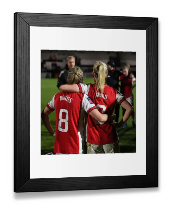 Framed Print : Arsenal Women vs Brighton Hove Albion Women: A Battle of FA WSL Stars - Nobbs and Mead Emotions Post-Match Framed Print : Arsenal Women vs Brighton Hove Albion Women: A Battle of FA WSL Stars - Nobbs and Mead Emotions Post-Match