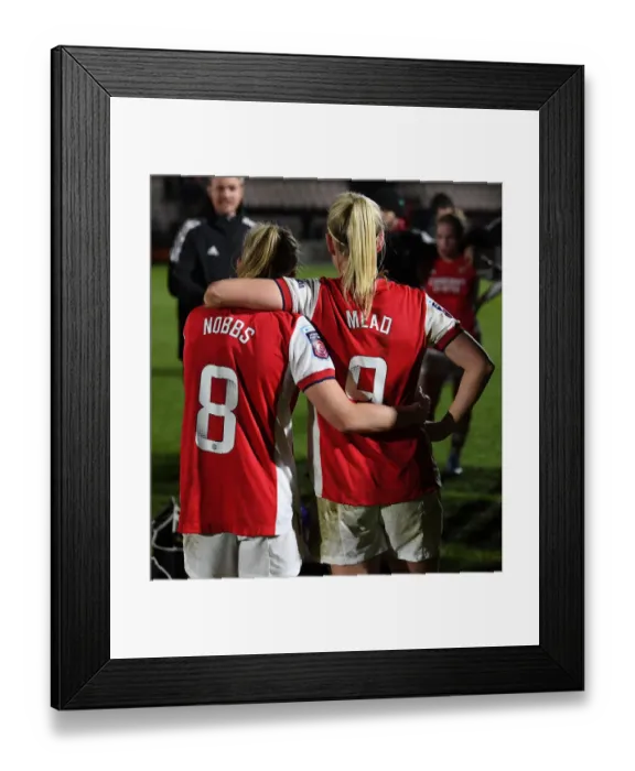 Framed Print : Arsenal Women's FA WSL Victory: Nobbs and Mead Celebrate Triumph over Brighton Framed Print : Arsenal Women's FA WSL Victory: Nobbs and Mead Celebrate Triumph over Brighton