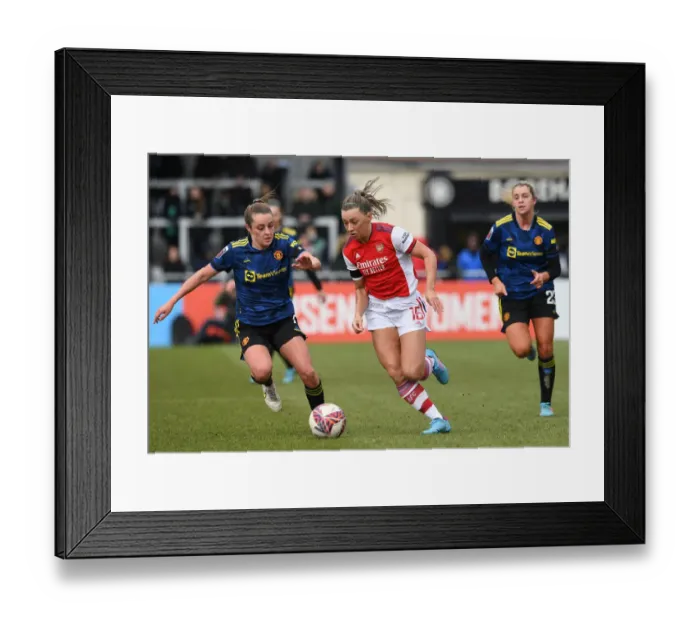 Framed Print : Arsenal vs Manchester United Women: McCabe vs Toone - FA WSL Showdown: A Clash of Stars at Meadow Park
