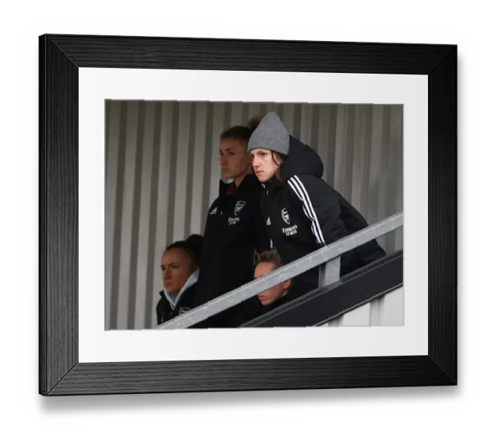 Framed Print : Arsenal's Lotte Wubben-Moy Experiences the Thrill of the Arsenal Women vs Manchester United Women Rivalry from the Stands