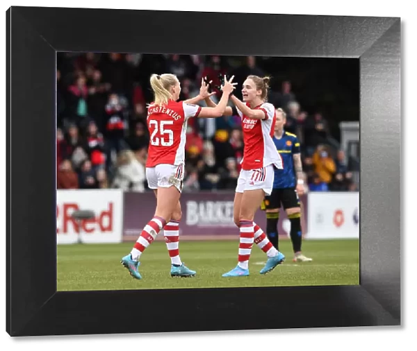 Arsenal Women's Super League Victory: Stina Blackstenius and Vivianne Miedema Celebrate Goal Against Manchester United