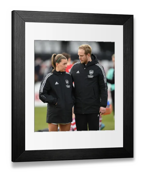 Framed Print : Arsenal Women's FA WSL Triumph: Jonas Eidevall and Katie McCabe Celebrate Over Manchester United