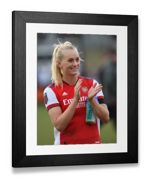 Framed Print : Arsenal Women's Stina Blackstenius Celebrates Euphoric Victory Over Manchester United Women Framed Print : Arsenal Women's Stina Blackstenius Celebrates Euphoric Victory Over Manchester United Women