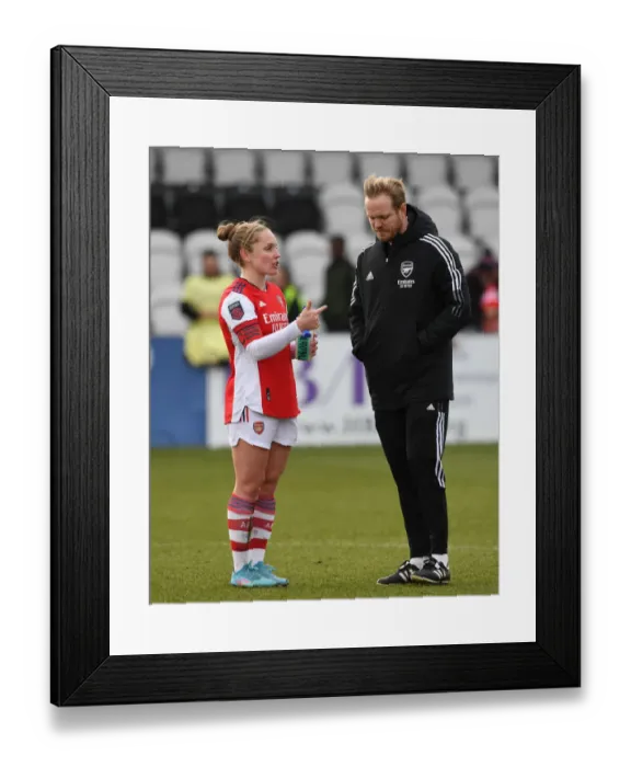 Framed Print : Arsenal Women's Victory: Kim Little and Manager Jonas Eidevall Celebrate Over Manchester United Women in FA WSL Match Framed Print : Arsenal Women's Victory: Kim Little and Manager Jonas Eidevall Celebrate Over Manchester United Women in FA WSL Match