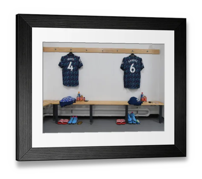 Framed Print : Arsenal Players Shirts in Wolverhampton Wanderers Changing Room - Premier League Clash Framed Print : Arsenal Players Shirts in Wolverhampton Wanderers Changing Room - Premier League Clash