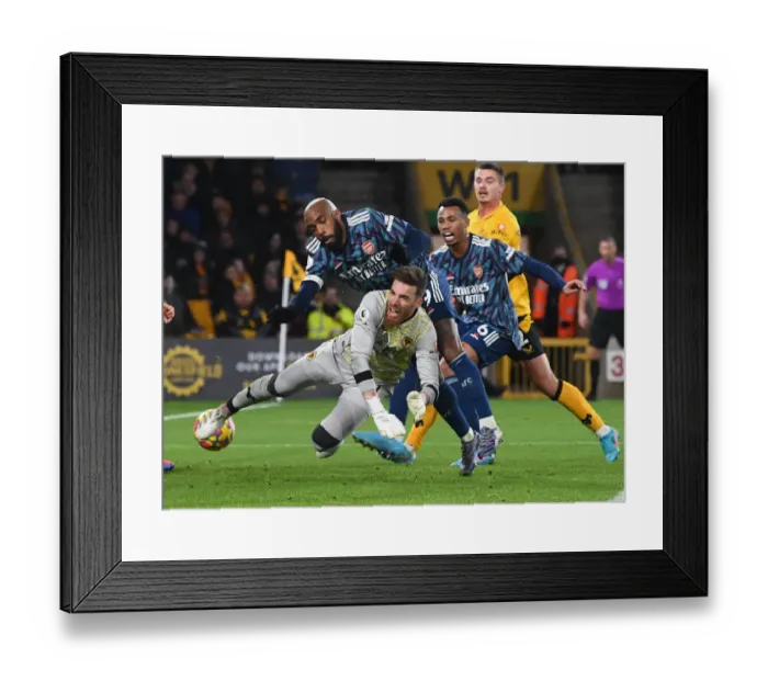 Framed Print : Intense Face-off: Lacazette vs. Sa - Arsenal's Premier League Battle with Wolves Framed Print : Intense Face-off: Lacazette vs. Sa - Arsenal's Premier League Battle with Wolves