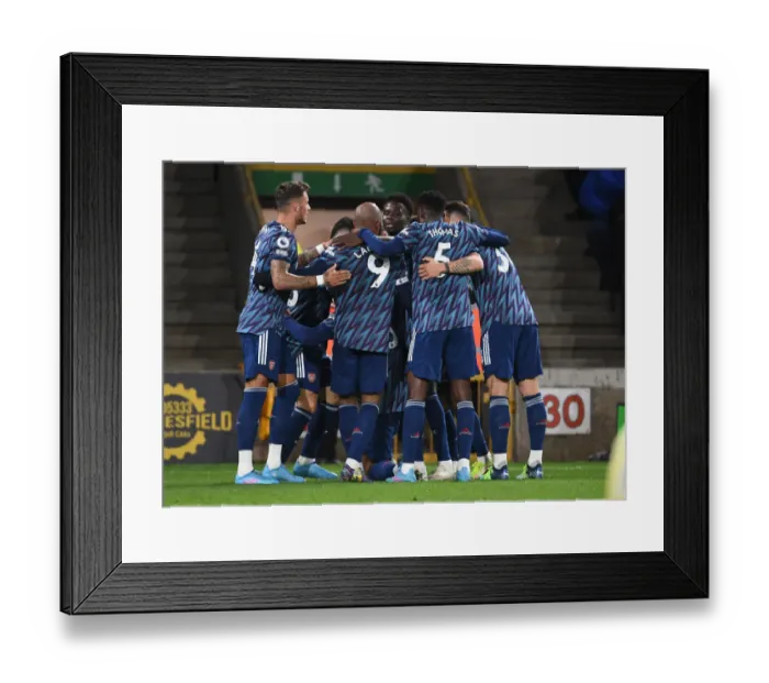 Framed Print : Arsenal's Gabriel Scores: Wolverhampton Wanderers vs Arsenal, Premier League 2021-22