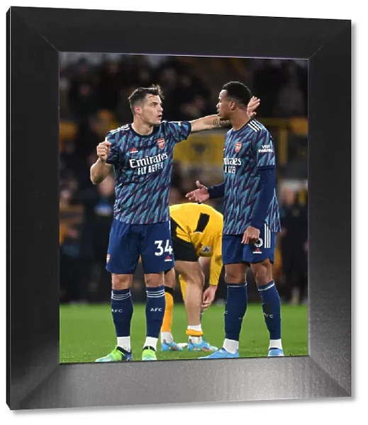 Xhaka and Gabriel in Action: Wolverhampton Wanderers vs Arsenal, Premier League 2021-22
