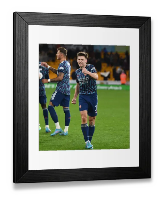 Framed Print : Arsenal's Triumph at Molineux: Kieran Tierney's Euphoric Moment
