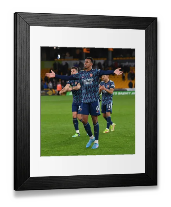 Framed Print : Gabriel's Celebration: Arsenal Secures Win Against Wolverhampton Wanderers in Premier League