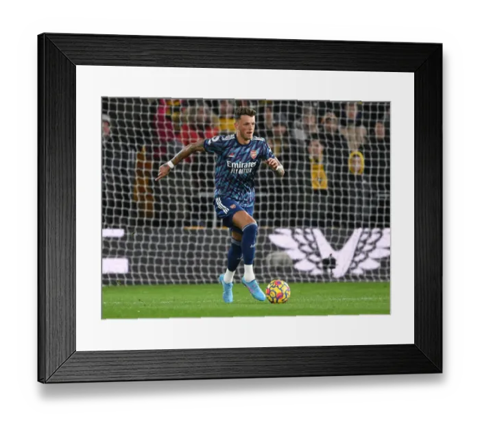 Framed Print : Ben White in Action: Arsenal vs. Wolverhampton Wanderers, Premier League 2021-22