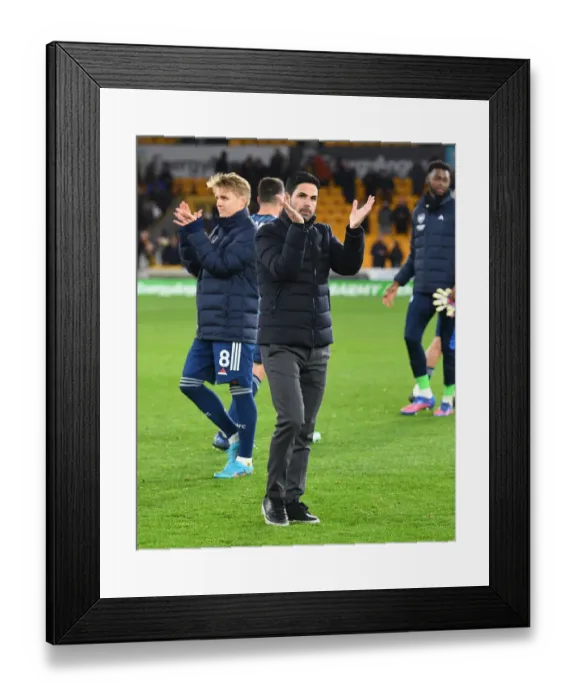 Framed Print : Mikel Arteta Applauding Arsenal Fans at Wolverhampton Wanderers: Premier League 2021-22 Framed Print : Mikel Arteta Applauding Arsenal Fans at Wolverhampton Wanderers: Premier League 2021-22