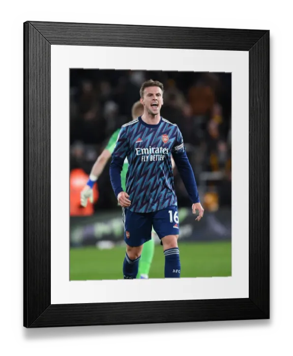 Framed Print : Rob Holding Focuses in Arsenal's Clash Against Wolverhampton Wanderers in Premier League