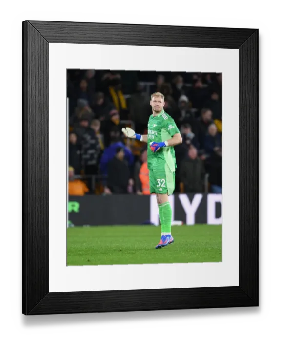 Framed Print : Arsenal's Aaron Ramsdale Stands Firm Against Wolverhampton Wanderers in Premier League Clash Framed Print : Arsenal's Aaron Ramsdale Stands Firm Against Wolverhampton Wanderers in Premier League Clash