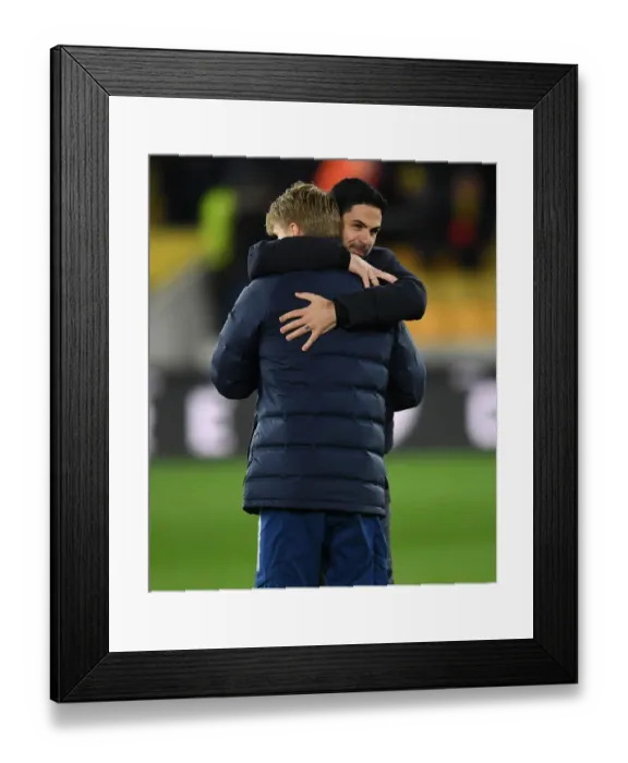 Framed Print : Arteta and Odegaard: Celebrating Arsenal's Win over Wolverhampton Framed Print : Arteta and Odegaard: Celebrating Arsenal's Win over Wolverhampton