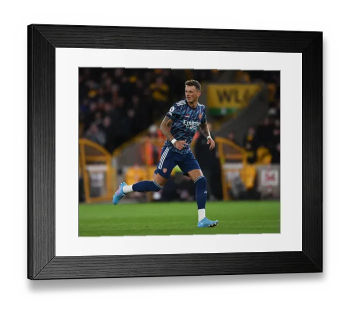 Framed Print : Ben White in Action: Arsenal vs. Wolverhampton Wanderers, Premier League 2021-22