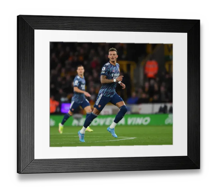 Framed Print : Ben White in Action: Arsenal vs. Wolverhampton Wanderers, Premier League 2021-22