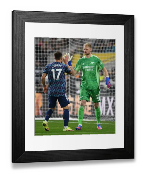 Framed Print : Arsenal's Aaron Ramsdale and Cedric Soares Celebrate during Wolverhampton Wanderers vs Arsenal (2021-22) Framed Print : Arsenal's Aaron Ramsdale and Cedric Soares Celebrate during Wolverhampton Wanderers vs Arsenal (2021-22)