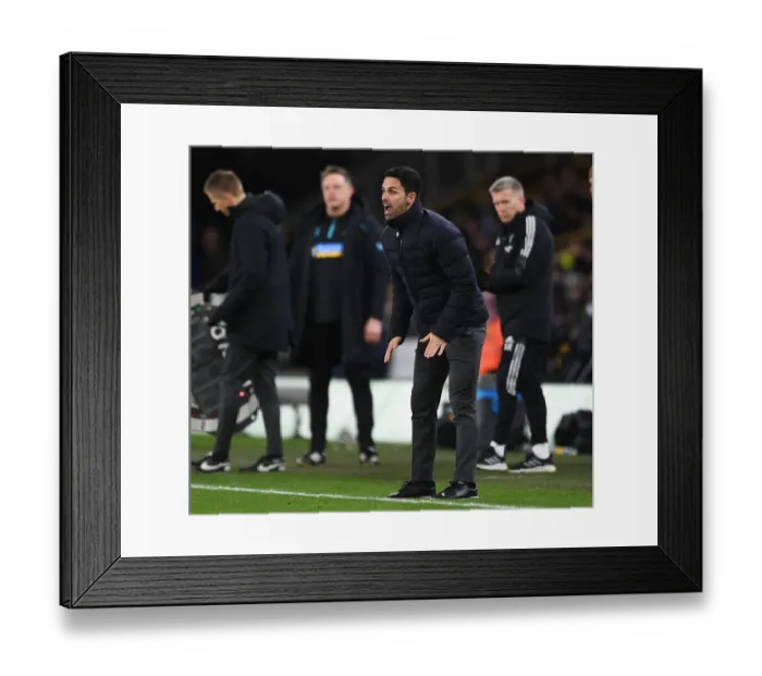 Framed Print : Mikel Arteta at Molineux: Leading Arsenal in the 2021-22 Premier League Clash Against Wolverhampton Wanderers