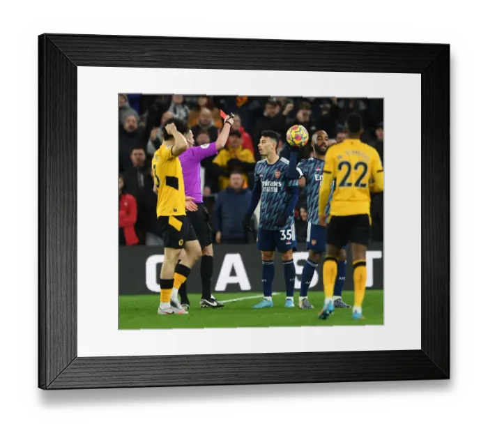 Framed Print : Arsenal's Gabriel Martinelli Receives Red Card in Wolverhampton Wanderers vs Arsenal Premier League Clash Framed Print : Arsenal's Gabriel Martinelli Receives Red Card in Wolverhampton Wanderers vs Arsenal Premier League Clash