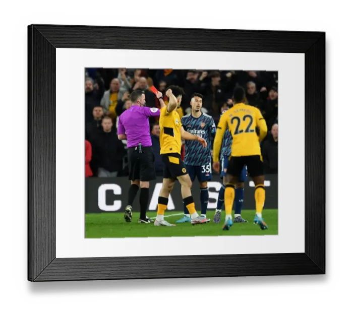 Framed Print : Arsenal's Gabriel Martinelli Red-Carded in Wolverhampton Wanderers Clash (2021-22)