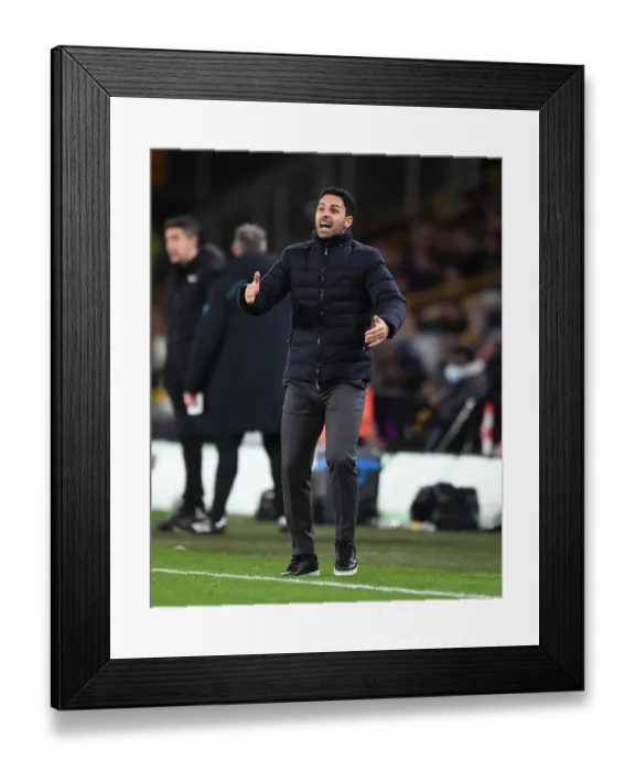 Framed Print : Mikel Arteta at Molineux: Leading Arsenal in the Wolverhampton Clash (Premier League 2021-22)
