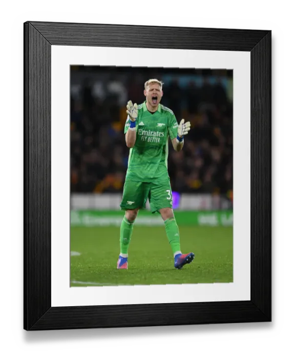 Framed Print : Intense Showdown: Aaron Ramsdale of Arsenal vs. Wolverhampton Wanderers in the Premier League Framed Print : Intense Showdown: Aaron Ramsdale of Arsenal vs. Wolverhampton Wanderers in the Premier League