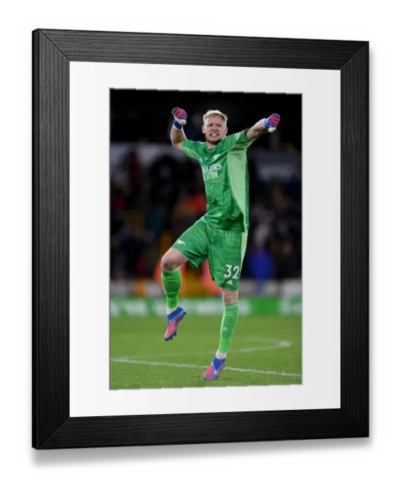 Framed Print : Arsenal's Aaron Ramsdale: Celebrating Glory over Wolverhampton Wanderers in the Premier League Framed Print : Arsenal's Aaron Ramsdale: Celebrating Glory over Wolverhampton Wanderers in the Premier League