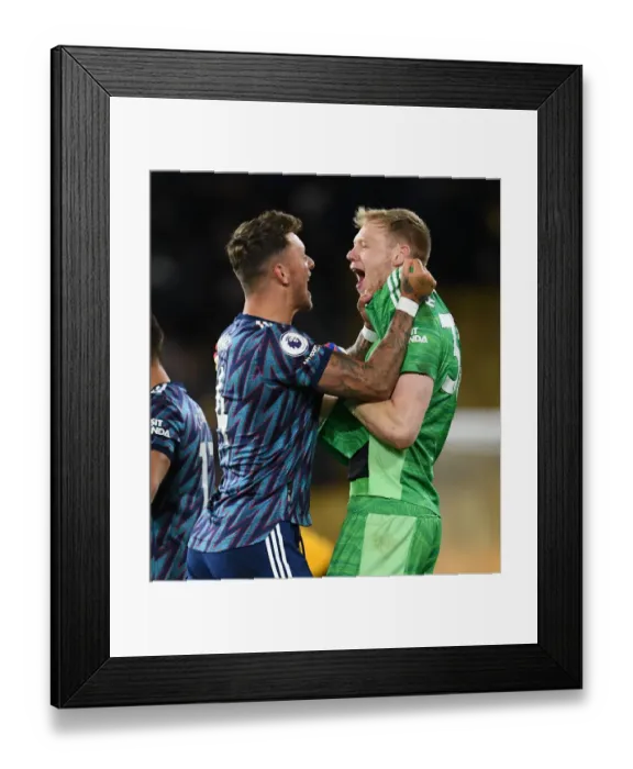 Framed Print : Arsenal Celebrate Victory: Wolverhampton Wanderers vs Arsenal, Premier League 2021-22