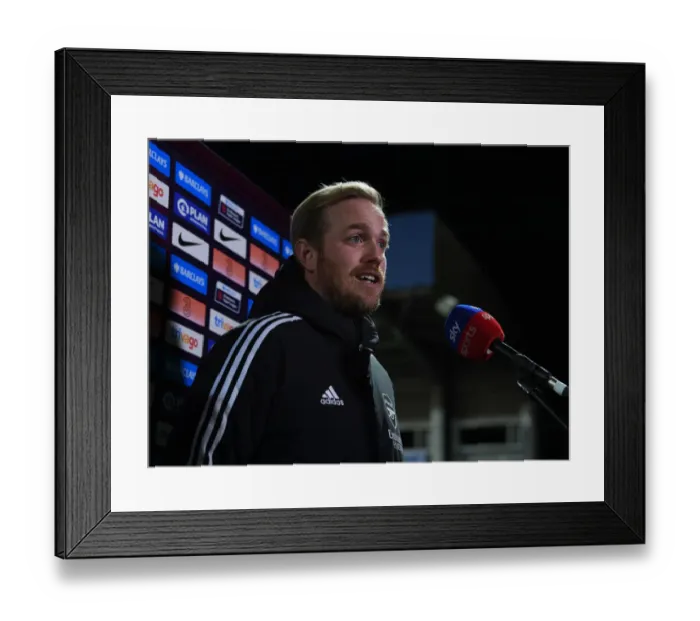 Framed Print : Arsenal Women's Coach Jonas Eidevall Before Chelsea Match (FA WSL 2021-22)
