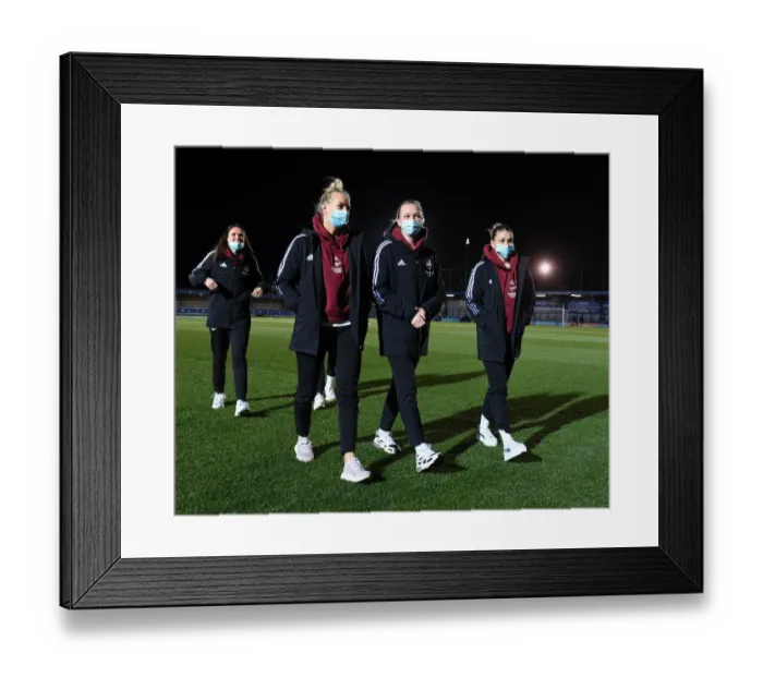 Framed Print : Arsenal Women's Star Players Stina Blackstenius, Frida Maanum, and Laura Wienroither Prepare for FA WSL Showdown Against Chelsea