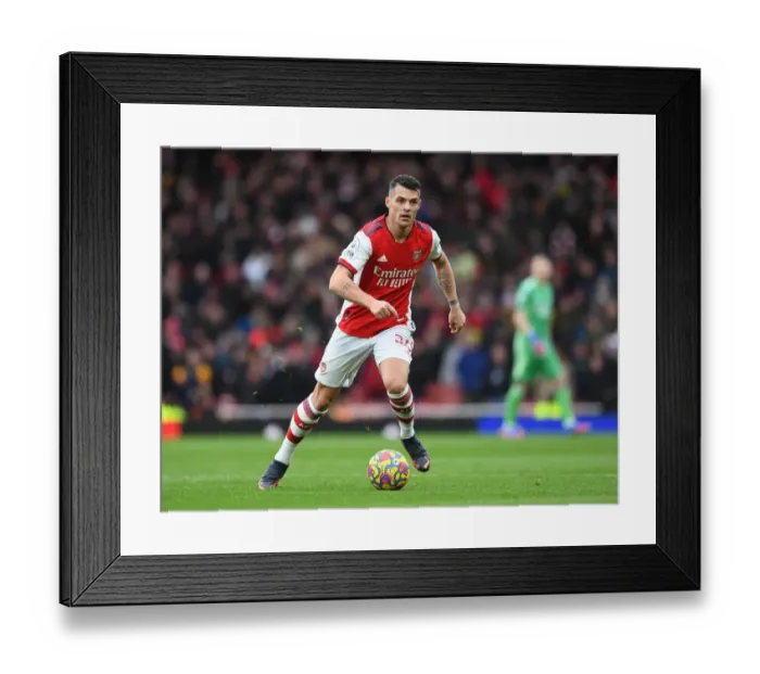 Framed Print : Granit Xhaka: In Action for Arsenal Against Brentford, Premier League 2021-22