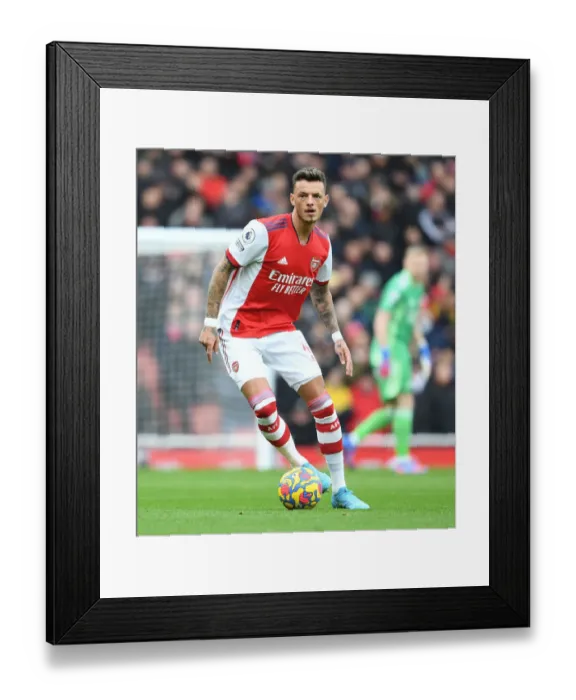 Framed Print : Arsenal's Ben White in Action: Arsenal vs. Brentford, Premier League 2021-22