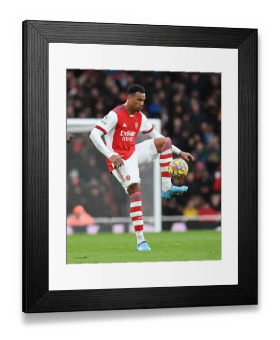 Framed Print : Gabriel in Action: Arsenal vs. Brentford, Premier League 2021-22