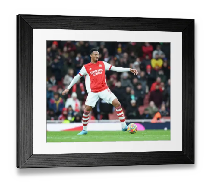 Framed Print : Gabriel in Action: Arsenal vs. Brentford, Premier League 2021-22
