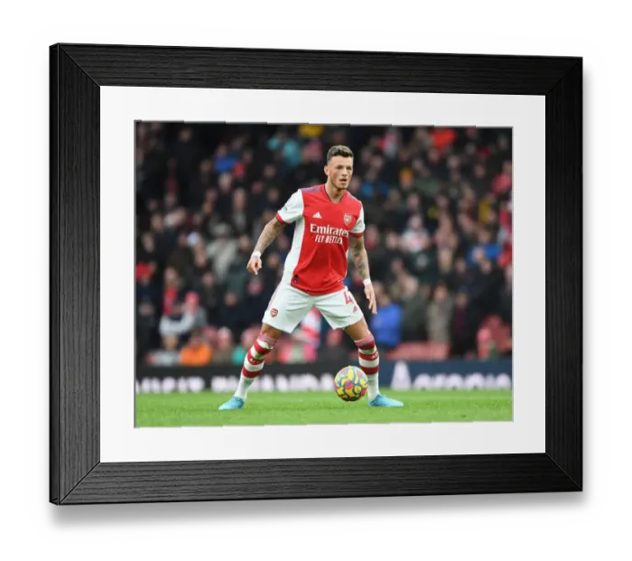 Framed Print : Arsenal's Ben White in Action: Arsenal vs. Brentford, Premier League 2021-22