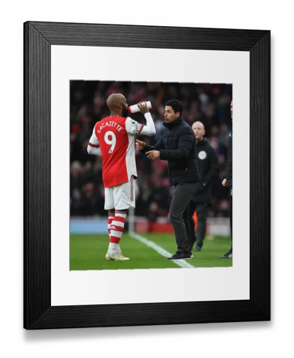 Framed Print : Intense Moment: Arteta and Lacazette in Focus at Arsenal vs. Brentford