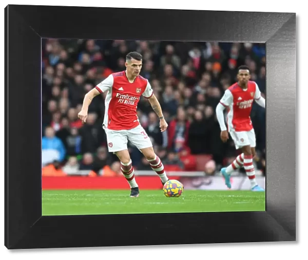 Granit Xhaka: Arsenal's Midfield Maestro in Action against Brentford, Premier League 2021-22