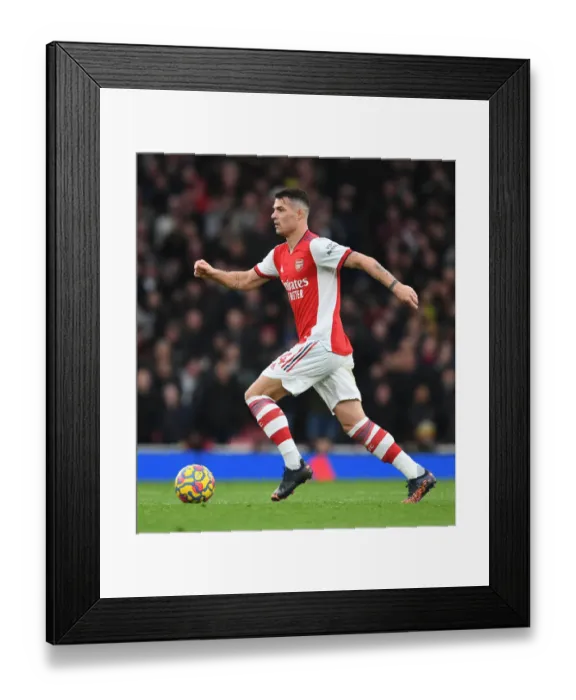 Framed Print : Granit Xhaka in Action: Arsenal vs. Brentford, Premier League 2021-22