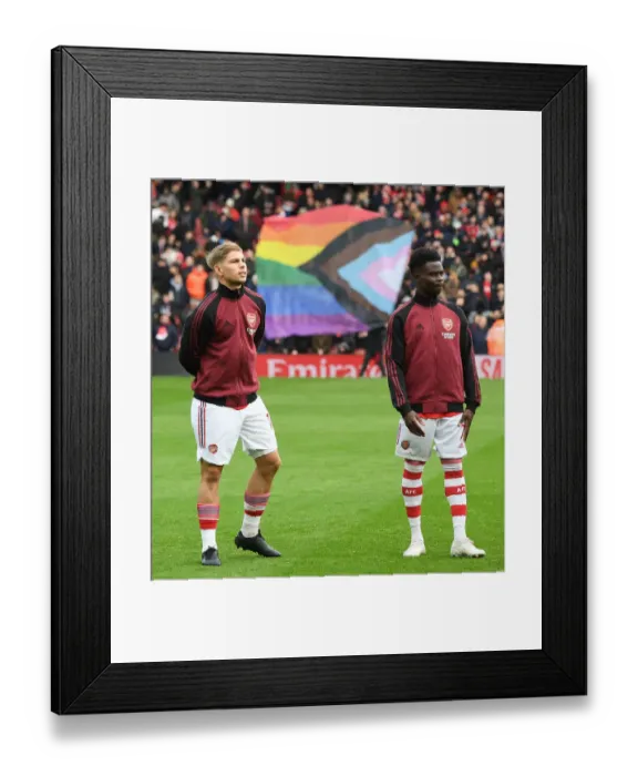 Framed Print : Arsenal's Smith Rowe and Saka Star in Victory: Arsenal vs. Brentford, Premier League 2021-22
