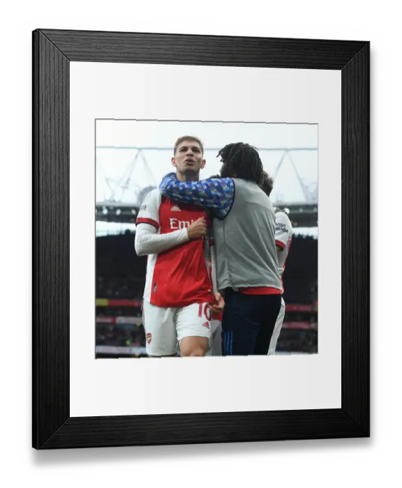 Framed Print : Arsenal's Emile Smith Rowe and Mo Elneny Celebrate First Goal vs. Brentford (2021-22)